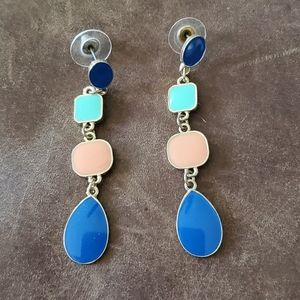 Gold tone multi-colored dangle earrings